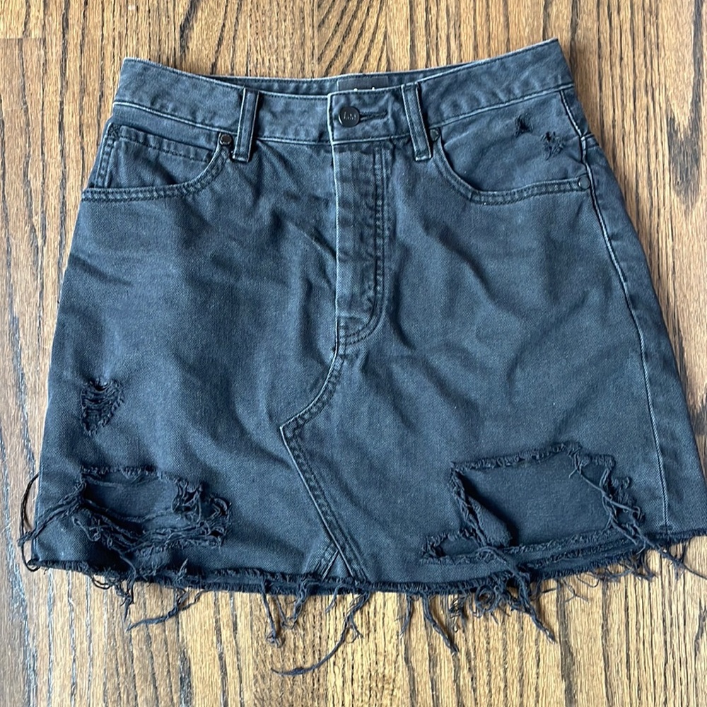 Lee Distressed Black Jean Skirt